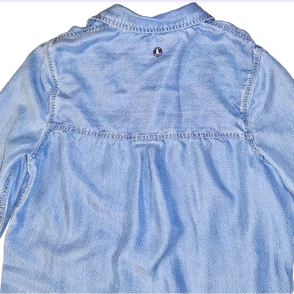 💥 BARBOUR sailboat poplin luxury chambray shirt women’s size medium 8 - Picture 11 of 17